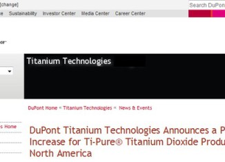 DuPont поднимает цены на диоксид титана